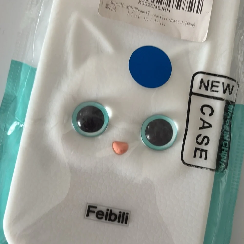 Feibili White Silicone 3D Cat Design Phone Case iPhone 12 Pro Max